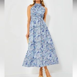 Tuckernuck NWT Blue Floral High Neck Heidi Midi Dress